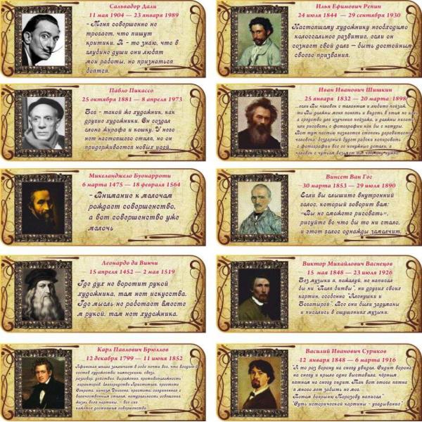 Комплект портретів "Великі художники" Комплект портретів "Великі художники"