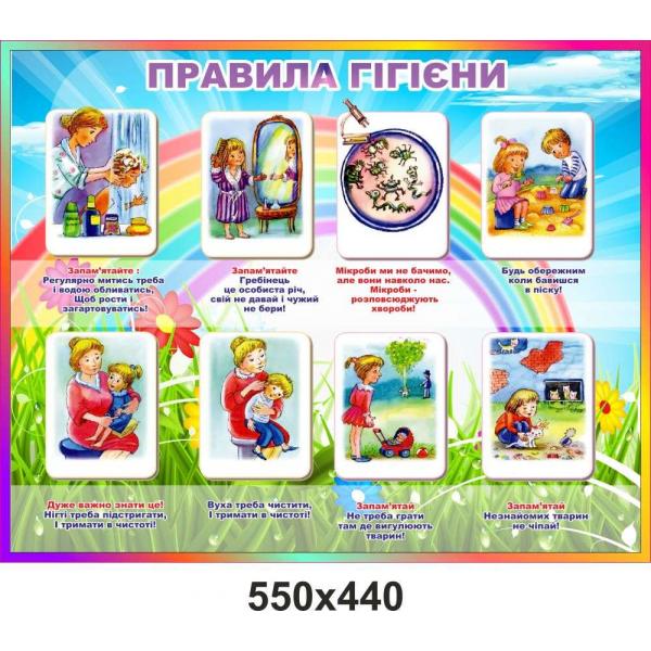 Стенд для дитячого садка "Правила гігієни для дітей"