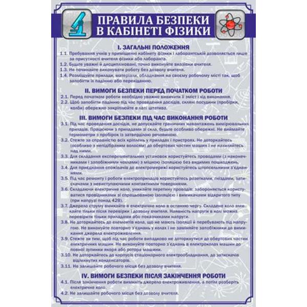 Стенд в кабінет фізики "Правила безпеки в кабінеті фізики" Стенд в кабінет фізики "Правила безпеки в кабінеті фізики"
