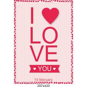 Плакат на День Святого Валентина "I LOVE YOU"
