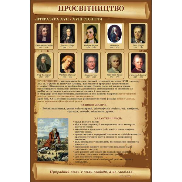 Стенд із зарубіжної літератури "Епоха Просвітництва"