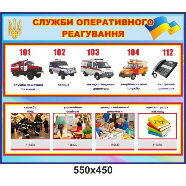 Стенд "Служби оперативного реагування"