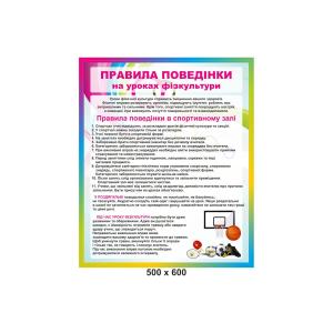 Стенд за правилами поведінки на уроці фізкультури