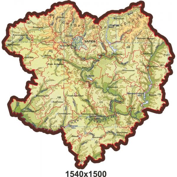 Стенд "Фізична карта Харківської області"