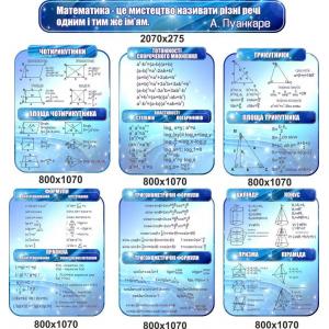 Комплект стендів в кабінет математики "Блакитний"