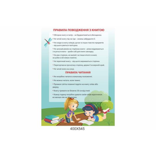 Стенд для НУШ "Правила поведінки з книгою"