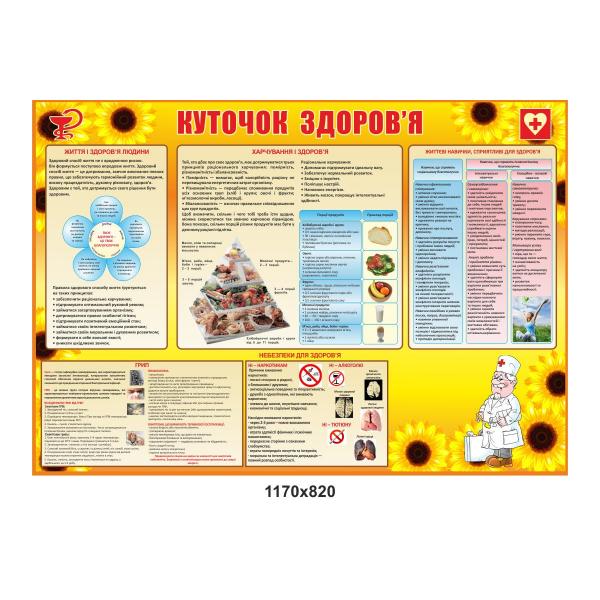 Стенд "Куточок здоров'я" з соняшниками 